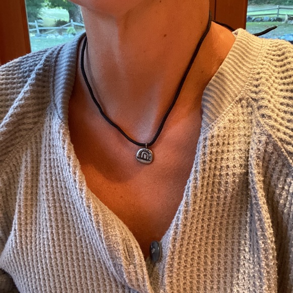 90s String Tie pewter necklace - Picture 1 of 5